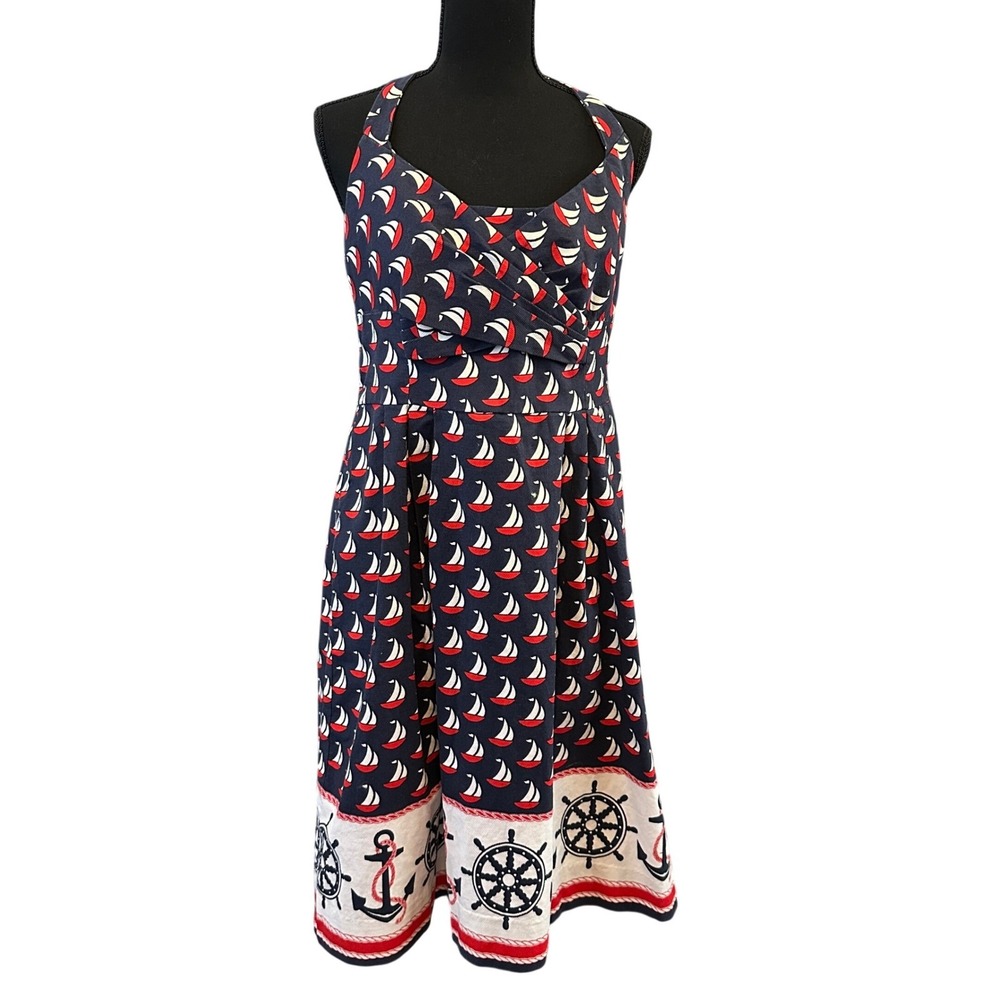 Postmark Anthropologie Windward Sailboat‎ Halter Dress